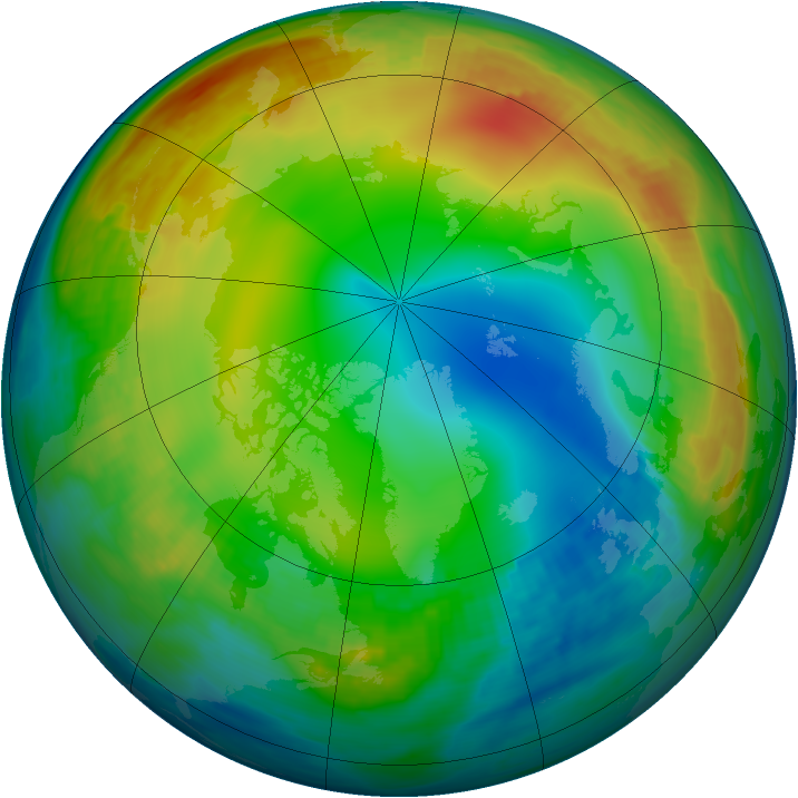 Arctic ozone map for 24 December 1986
